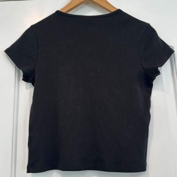 🟡 Wild Fable Black Ribbed Short Sleeve Tee Size Medium - Picture 4 of 4